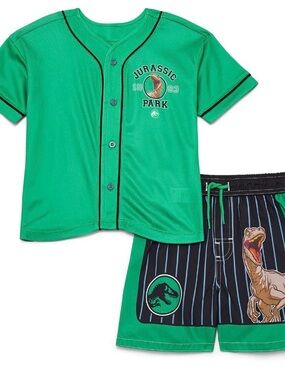 Jurassic Park Boys' Green Short Sleeve Tee & Shorts Set